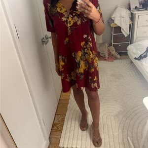 Floral Burgundy Dress
